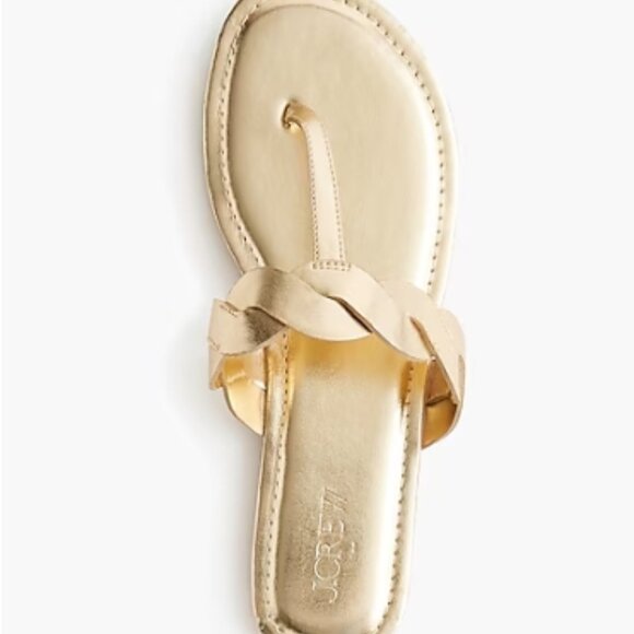 J. Crew Metallic Gold Twist Flip Flop Slides Size 8 - NEW - Picture 9 of 10